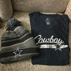 Dallas Cowboys Beanie and short sleeve v-neck tee